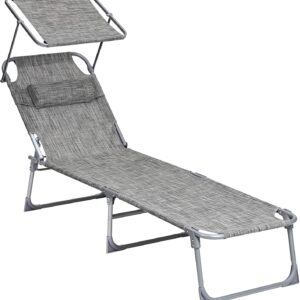 SONGMICS Zahradní lehátko šedý melír 53 x 193 cm nosnost 150kg