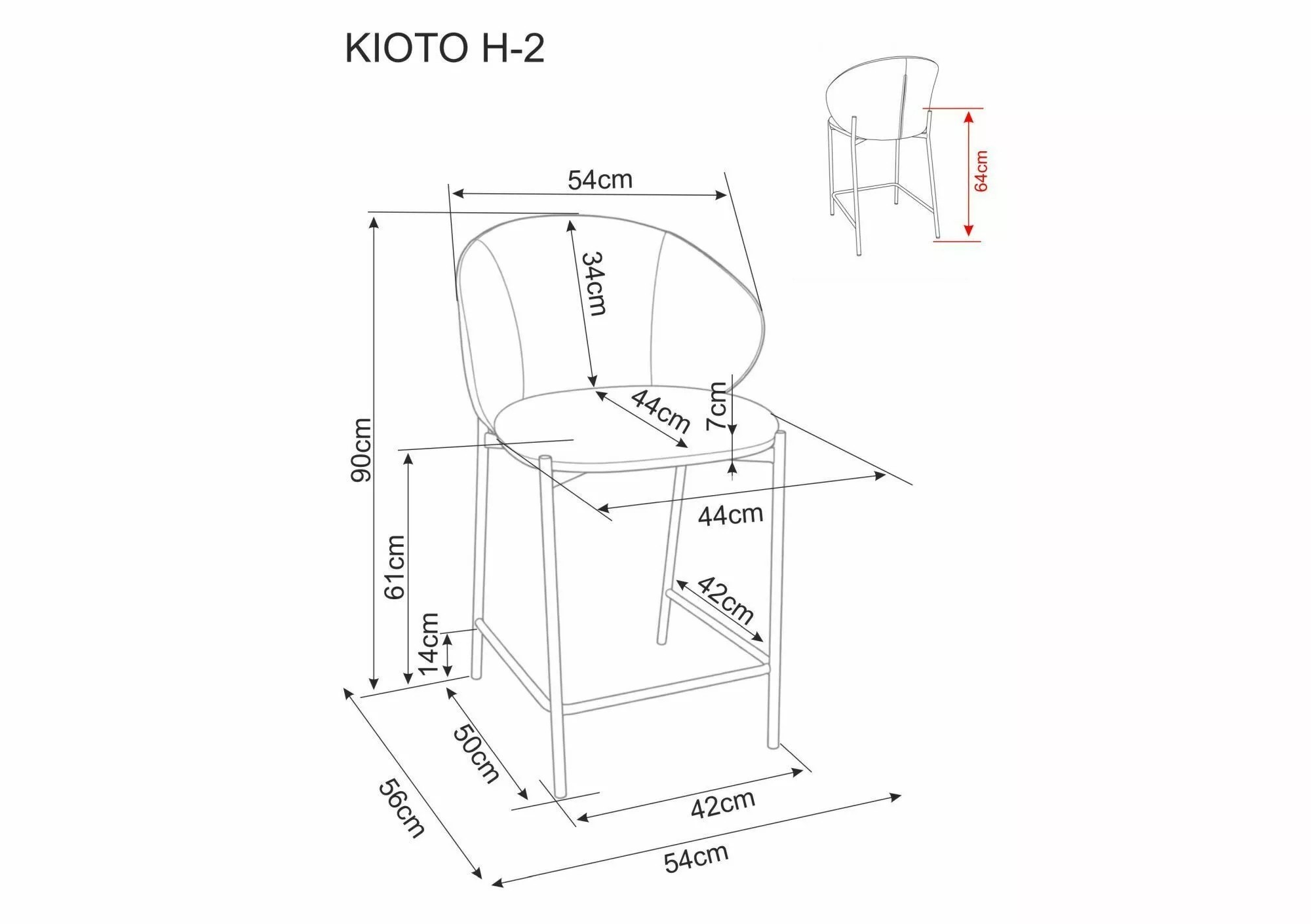 Signal Barová stolička Kioto H-2 šedá/kašmír - Obrázek 2