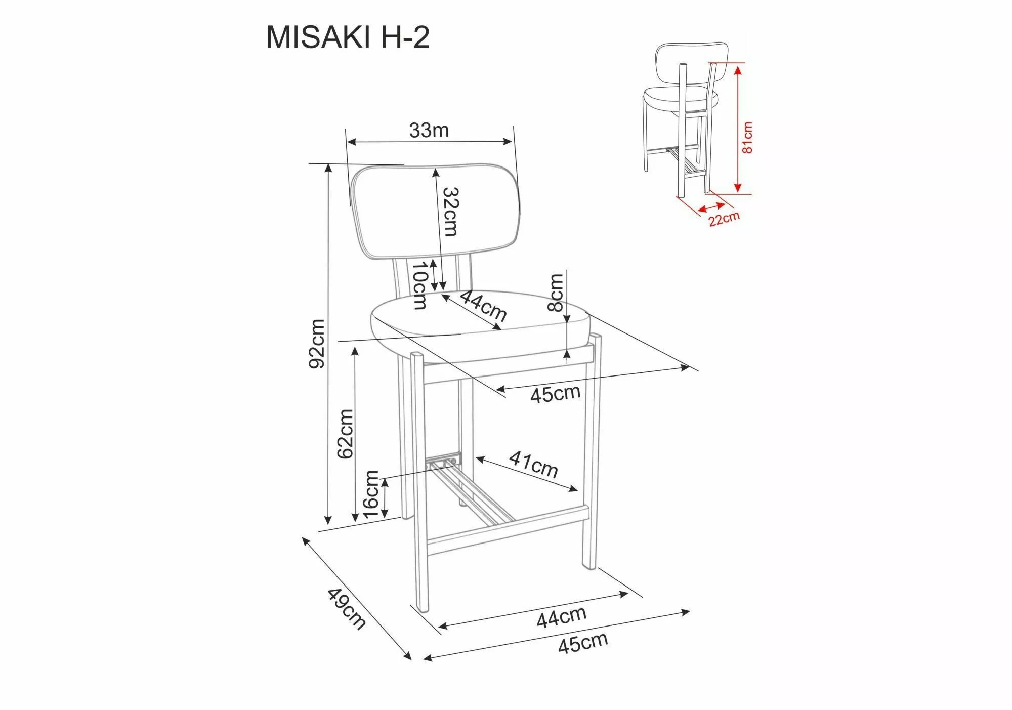 Signal Barová židle Misaki H-2 šedá/kašmír - Obrázek 2