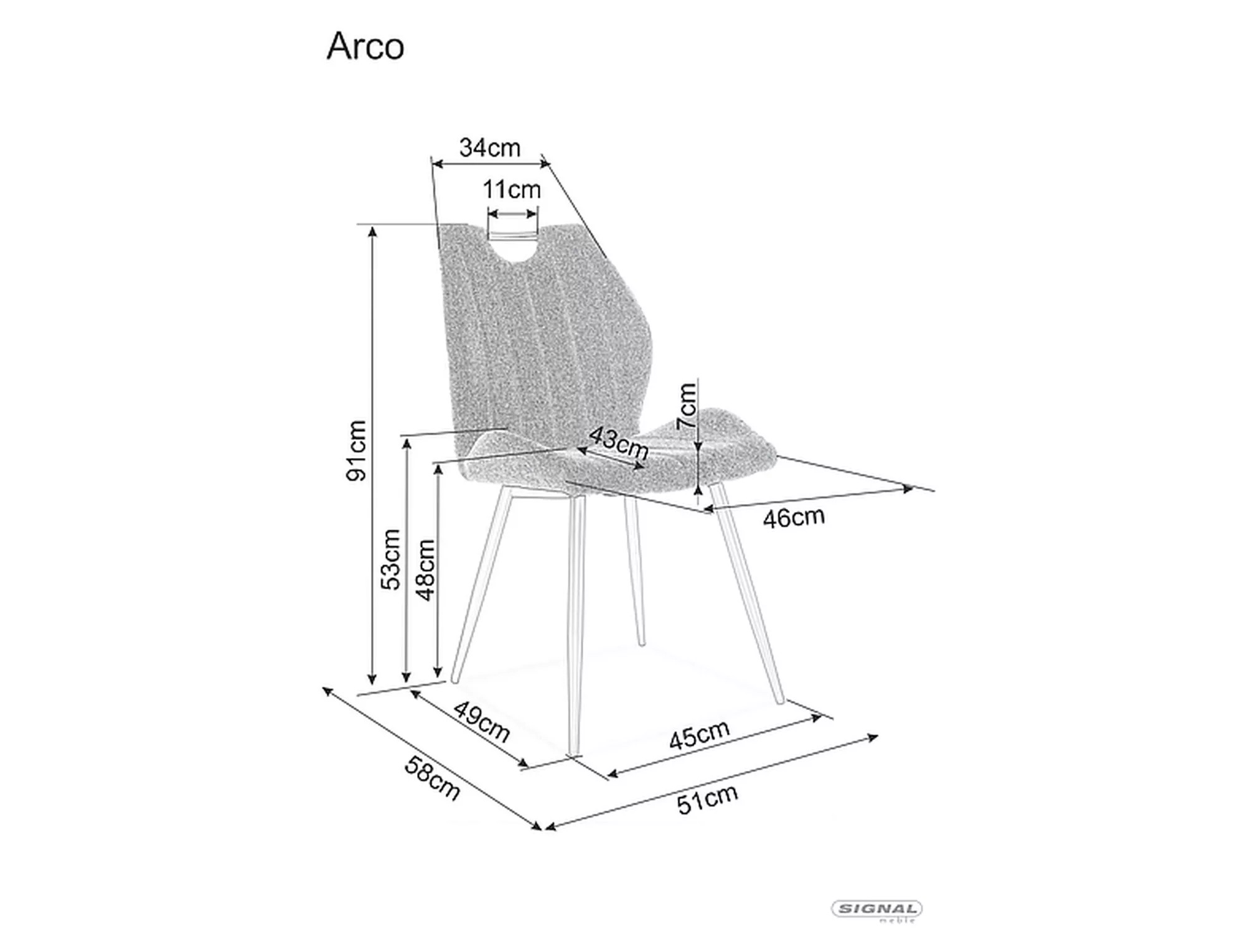 Signal Čalouněná jídelní židle Arco Velvet černá - Obrázek 2