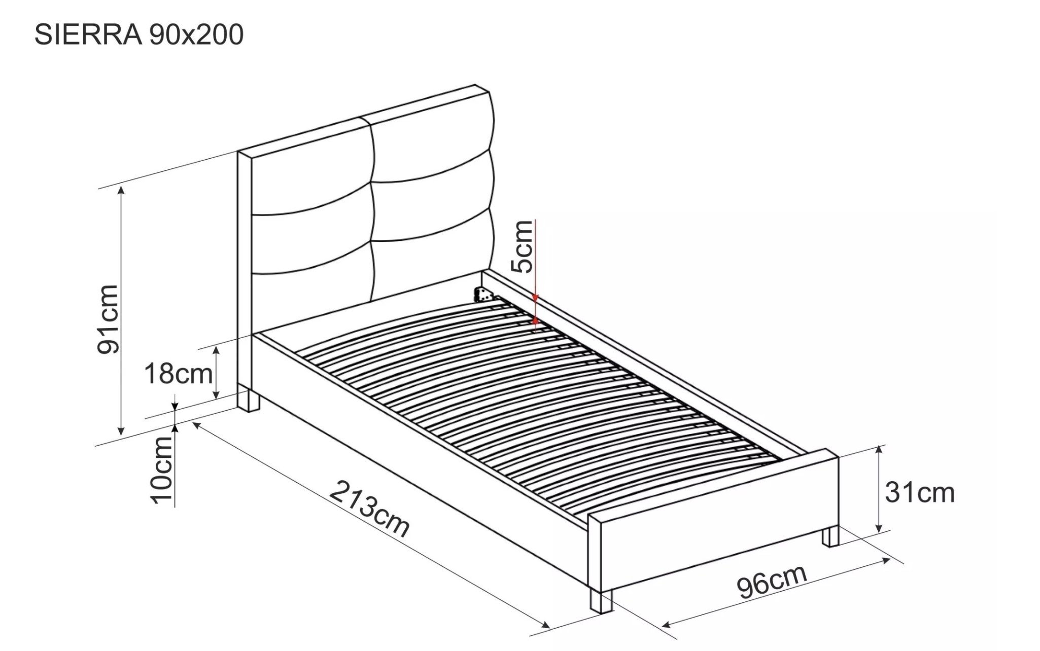 Signal Jednolůžková čalouněná postel Sierra 90x200 béžová - Obrázek 2