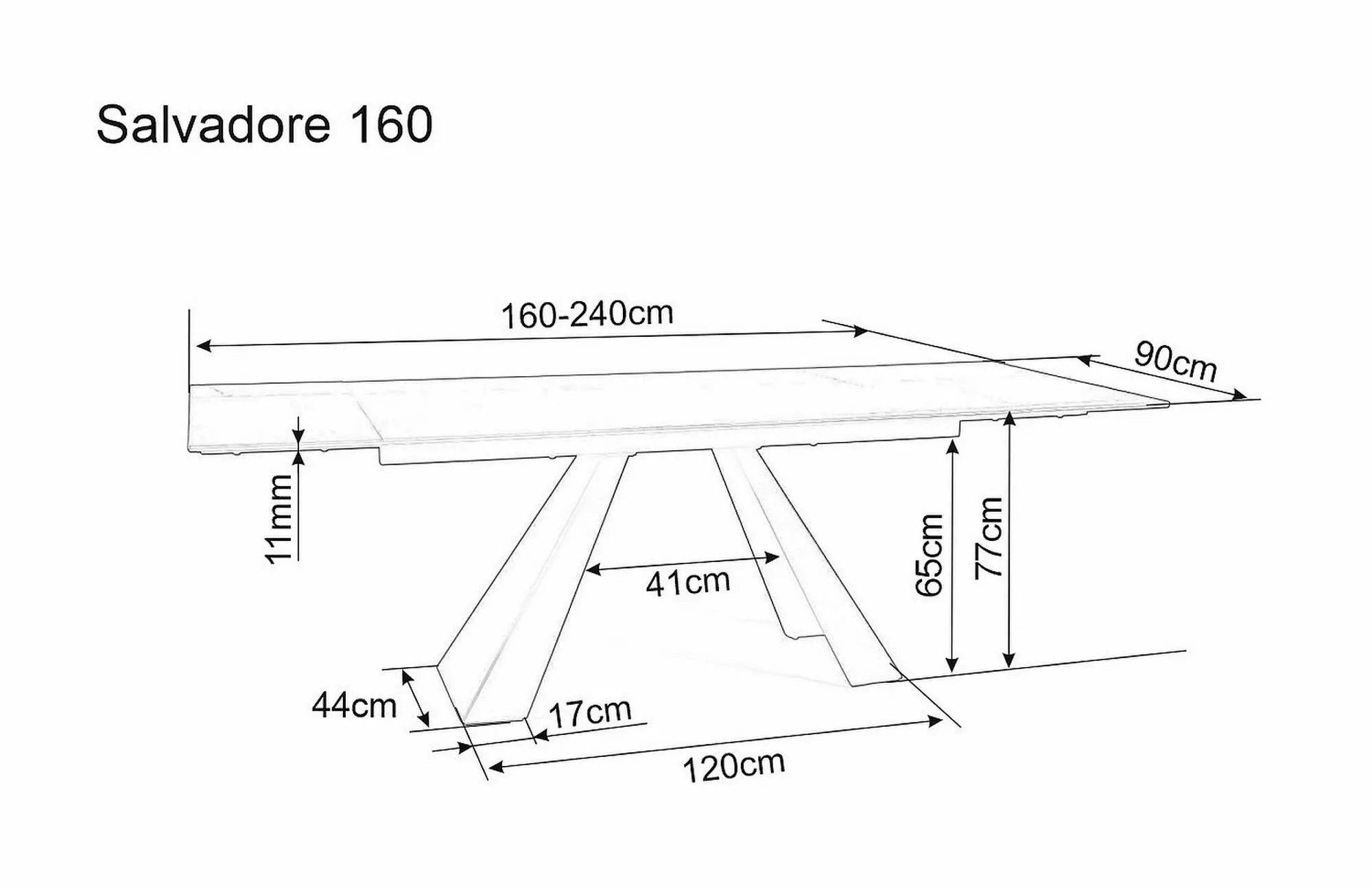 Signal Jídelní rozkládací stůl Salvadore 160/240 cm keramika černý/béžový - Obrázek 2