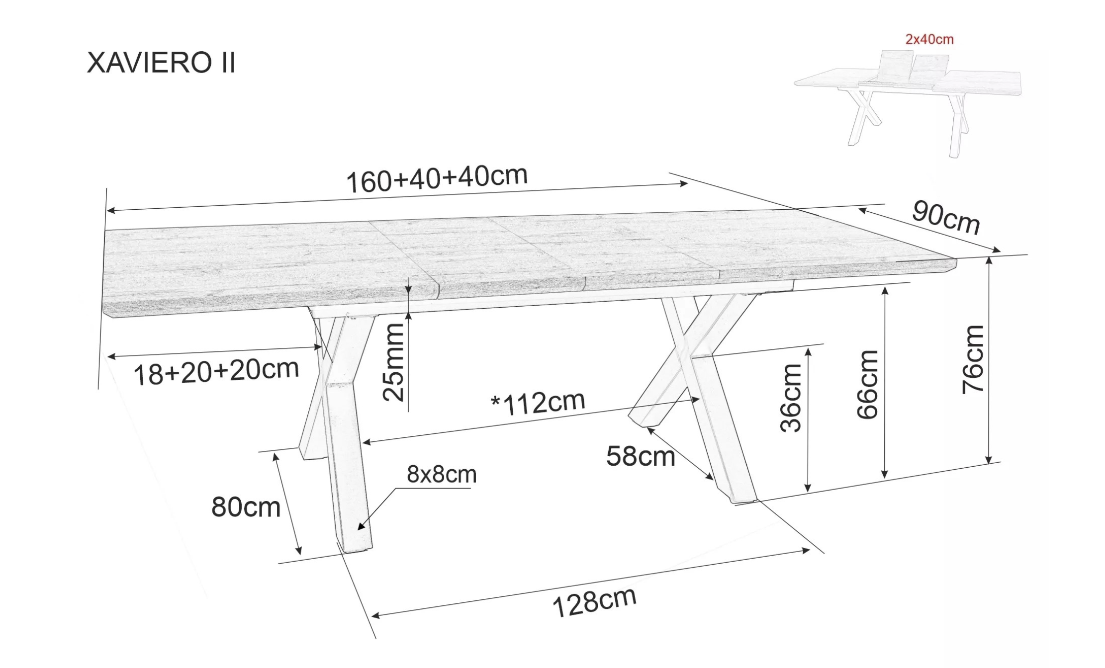 Signal Jídelní rozkládací stůl Xaviero 160/240 cm dub artisan/černý - Obrázek 2