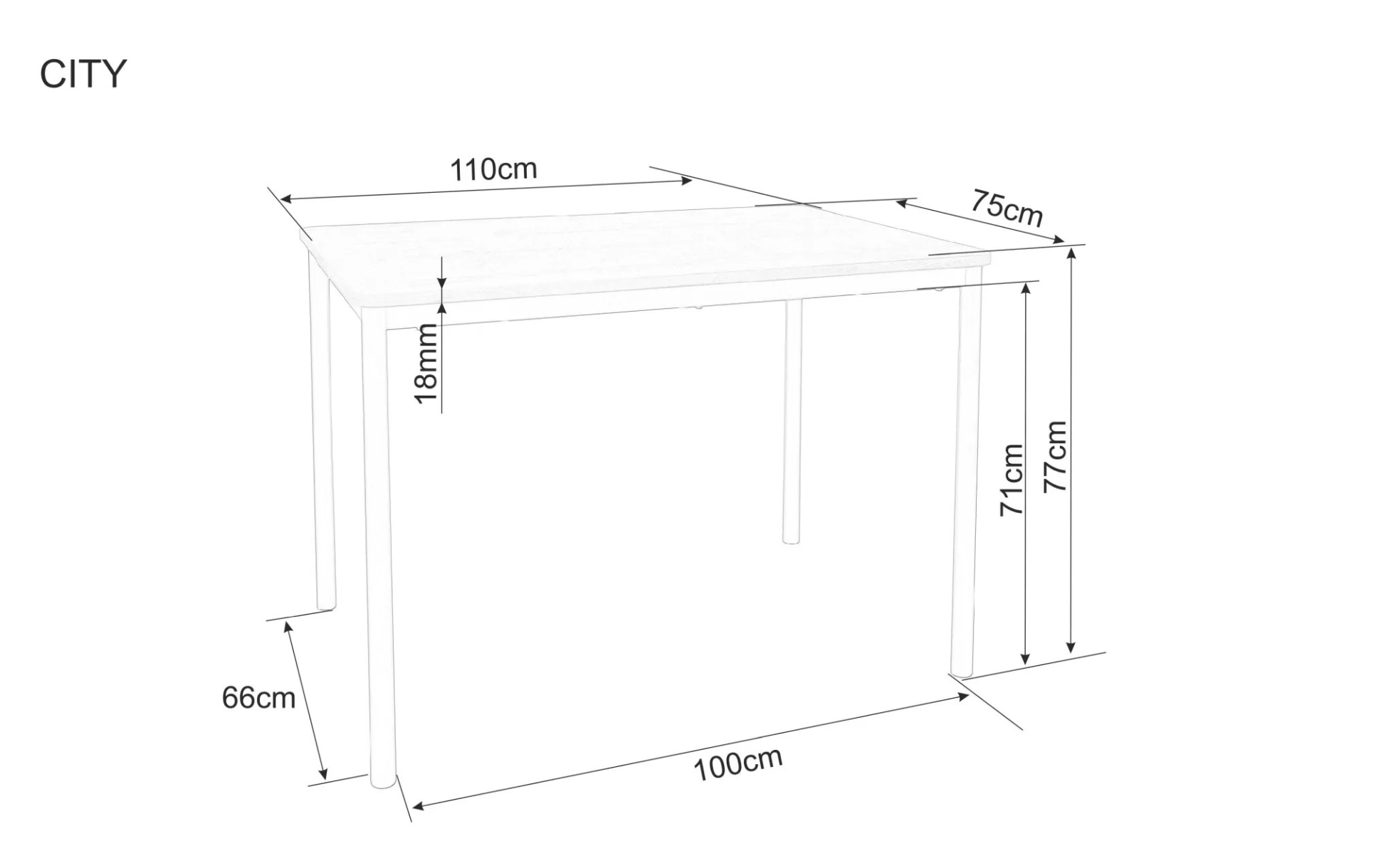 Signal Jídelní stůl City 110 cm dub artisan/černý - Obrázek 2