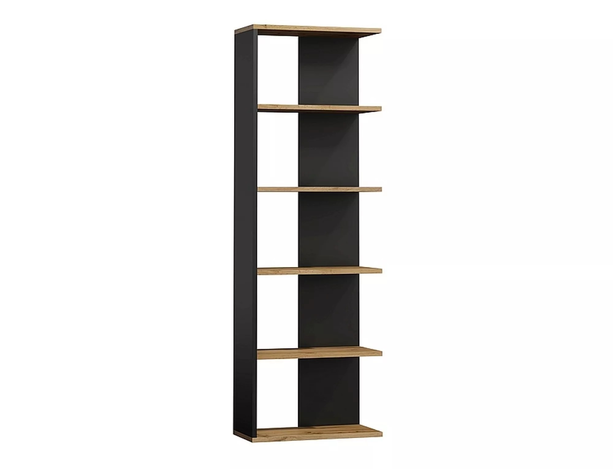 Signal Rohová knihovna NERO 170 cm dub wotan/černá