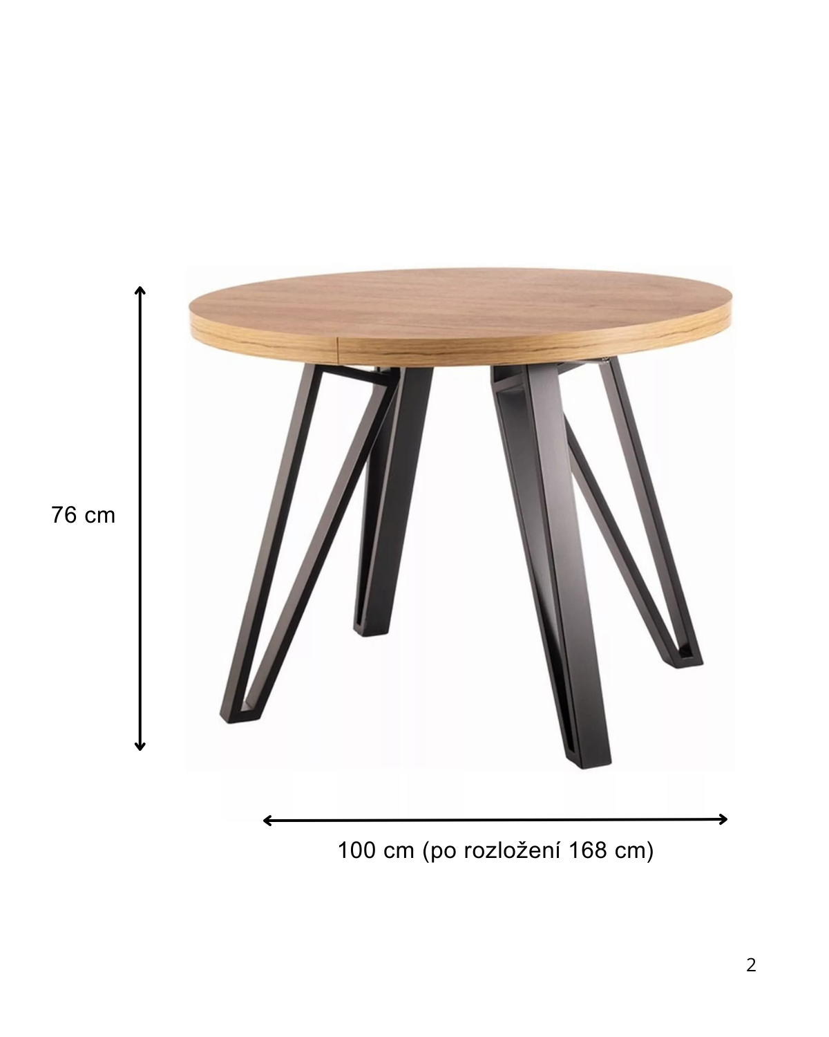 Signal Rozkládací jídelní stůl Galaxy 100/168 cm dub artisan/černý - Obrázek 2