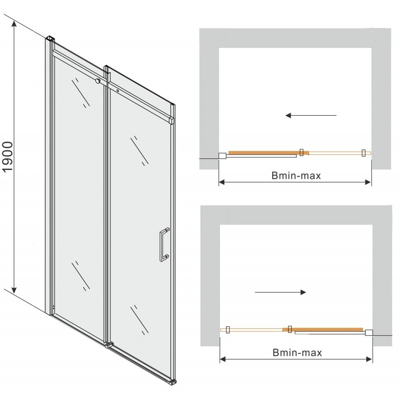 Sprchové dveře posuvné MEXEN OMEGA černé 130 cm - Obrázek 2