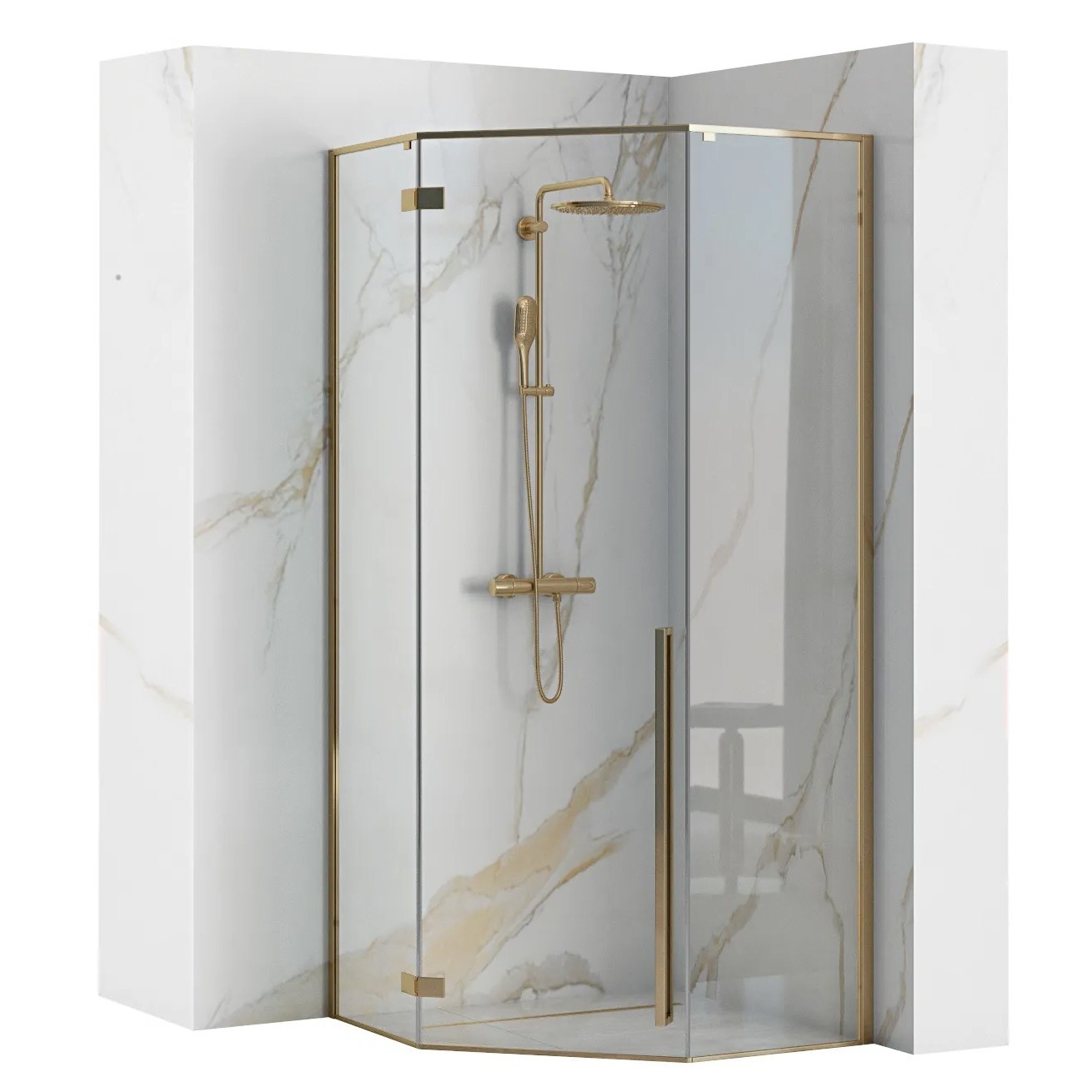 Sprchový kout Rea DIAMOND 90x90 cm zlatý