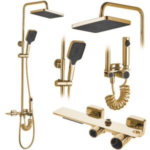 Sprchový set Rea Helix tmavě zlatý - vanová baterie