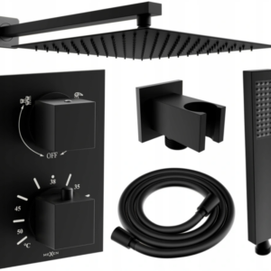 Sprchový set podomítkový MEXEN CUBE DR02 25 cm černý
