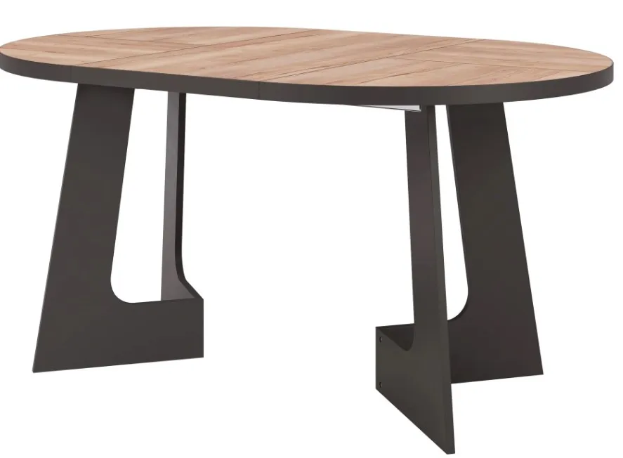 Szynaka Rozkládací jídelní stůl Belagio 110/160 cm černý/dub Halifax - Obrázek 2