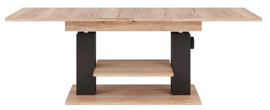 Szynaka Výškově nastavitelný rozkládací konferenční stolek Moduvo 120/170 cm dub Halifax/černý - Obrázek 2