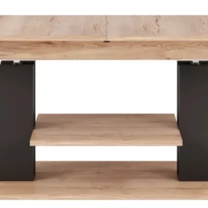 Szynaka Výškově nastavitelný rozkládací konferenční stolek Moduvo 120/170 cm dub Halifax/černý