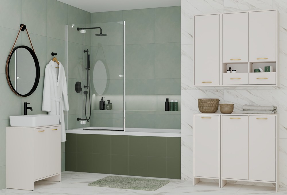 TP Living Horní závěsná koupelnová skříňka Nina W2D2P2S 66 cm kašmírová - Obrázek 2