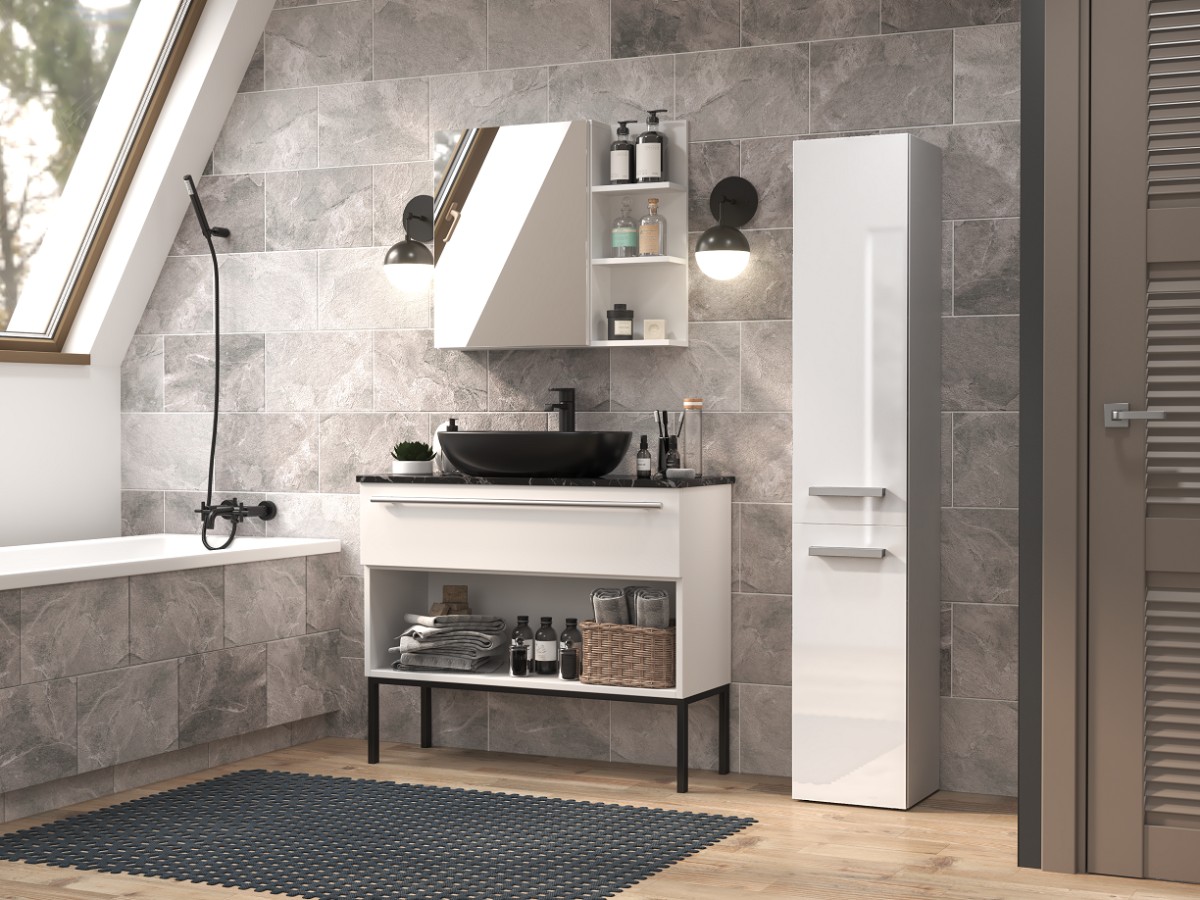 TP Living Koupelnová skříňka NEL IV bílá lesk - Obrázek 2
