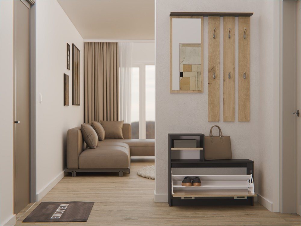 TP Living Předsíňová stěna GARDE 85 cm antracitová/dub artisan - Obrázek 2