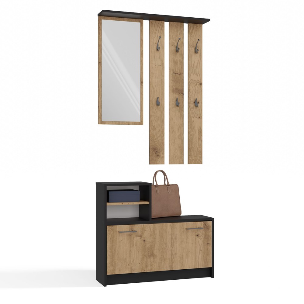 TP Living Předsíňová stěna GARDE 85 cm antracitová/dub artisan