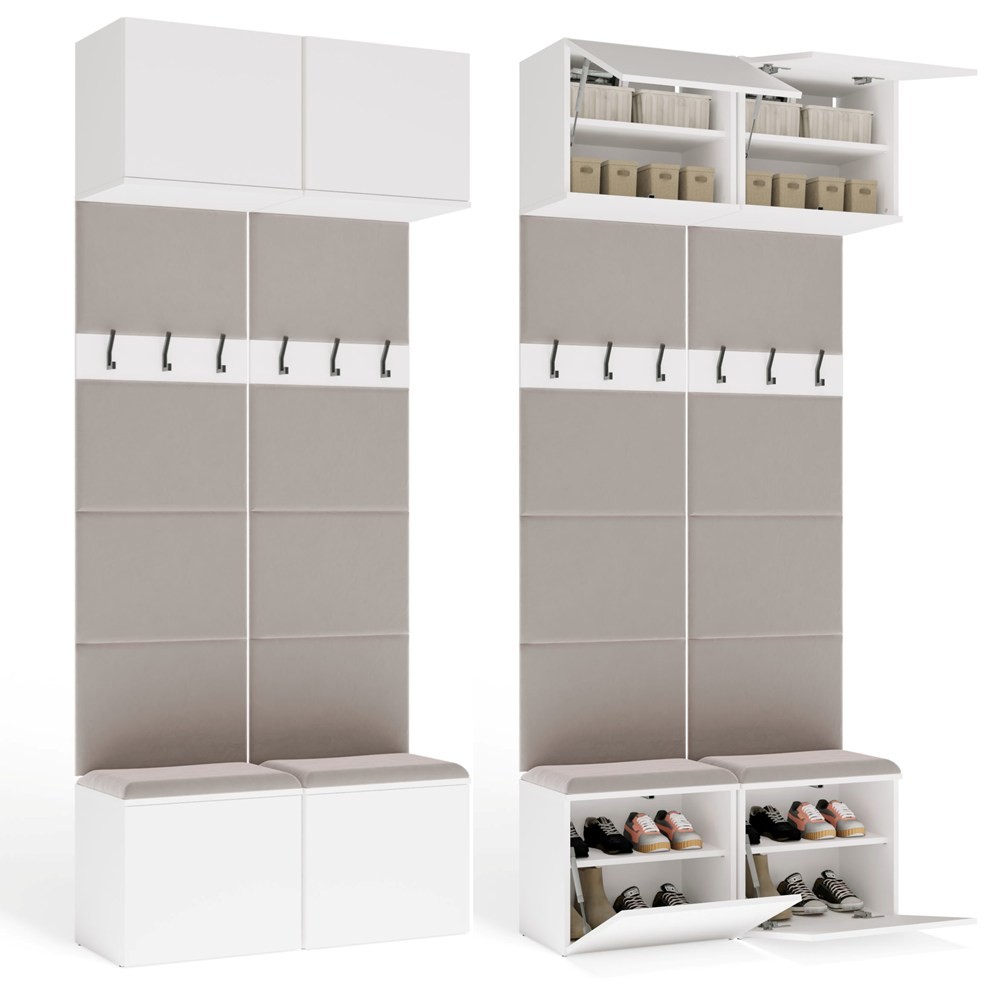 TP Living Předsíňová stěna HAGA 2W 100 cm bílá - Obrázek 2