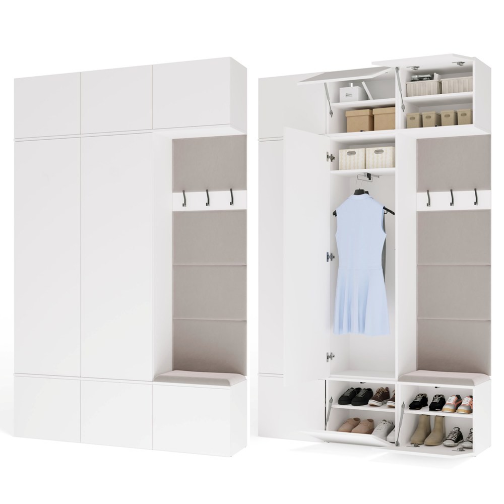 TP Living Předsíňová stěna Haga 2Sz1W 150 cm bílá - Obrázek 2