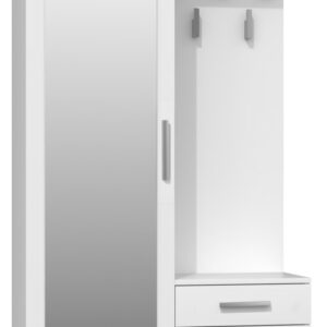 TP Living Předsíňová stěna se zrcadlem a šuplíky DUO bílá mat