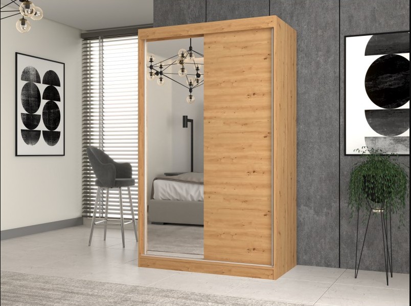 TP Living Šatní skříň Iga se zrcadlem 120 cm dub Artisan - Obrázek 2