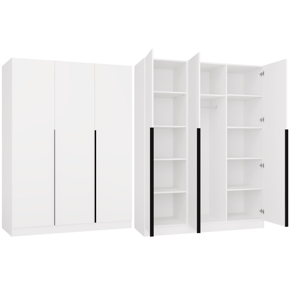 TP Living Šatní skříň Senso 3D 150 cm bílá/černá