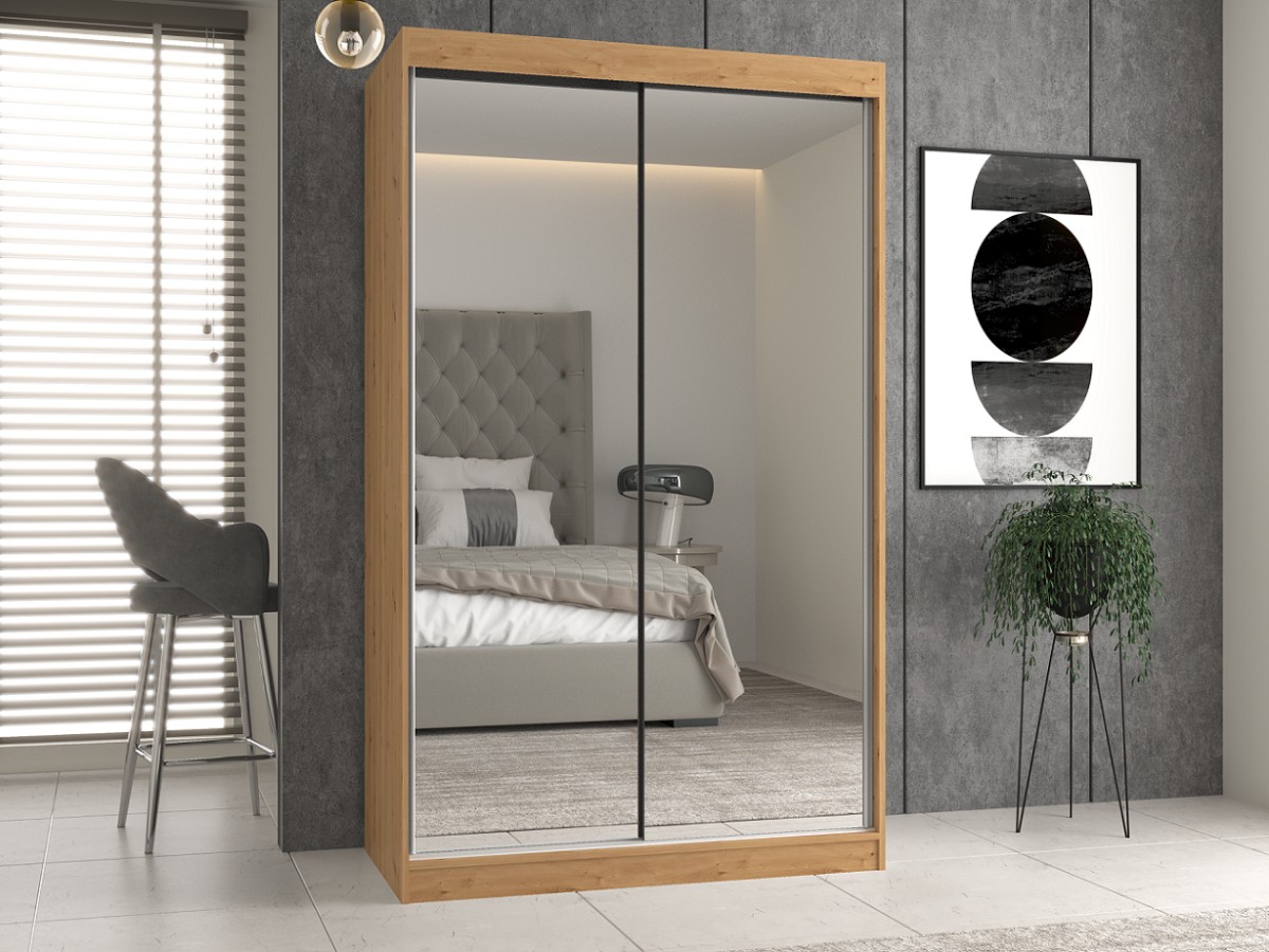 TP Living Šatní skříň se 2 zrcadly IGA 120 cm dub artisan - Obrázek 2