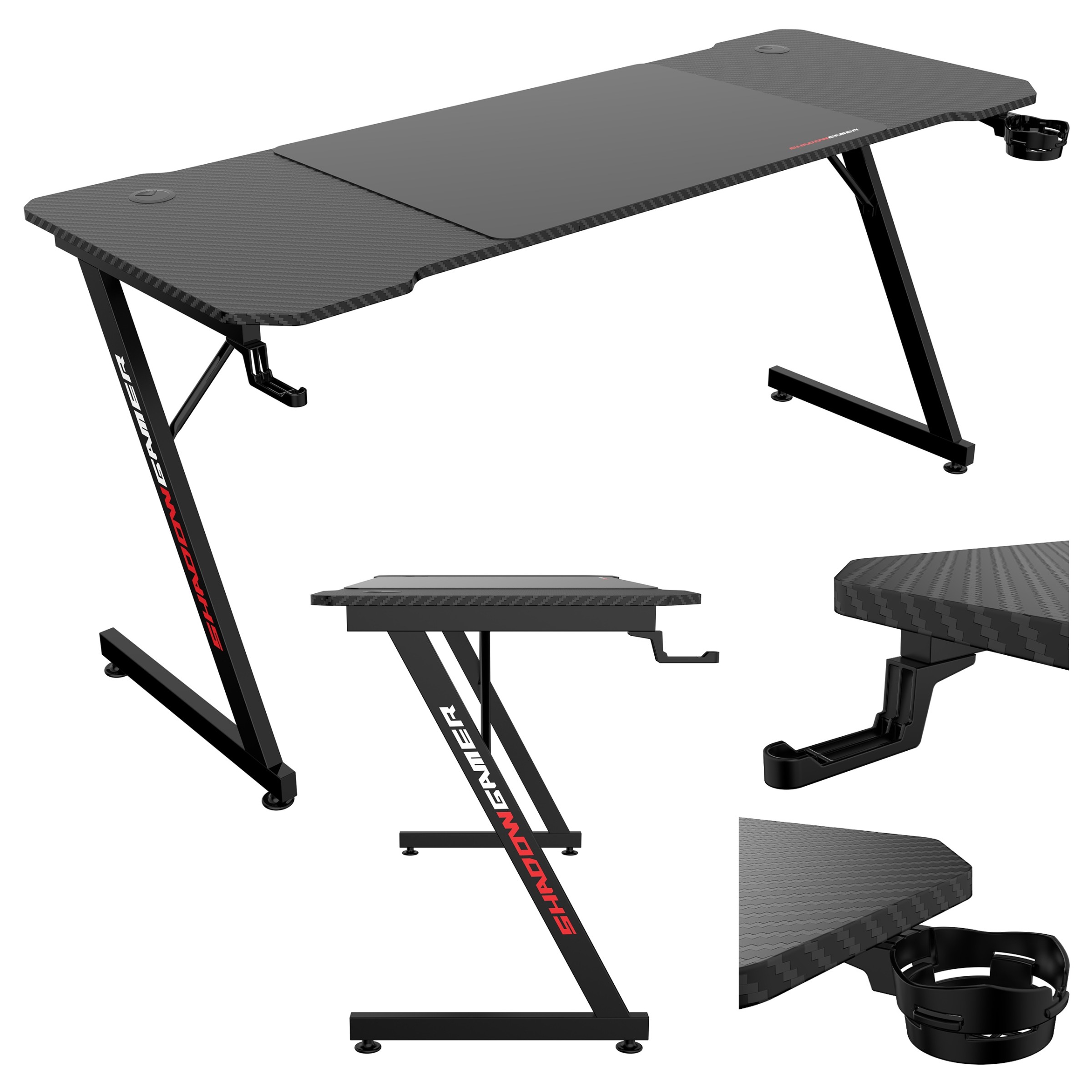TZB Herní stůl SHADOW GAMER 1.1 160 cm černý - Obrázek 2