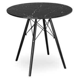 TZB Kulatý jídelní stůl Paris Black 80 cm černý mramor/černý