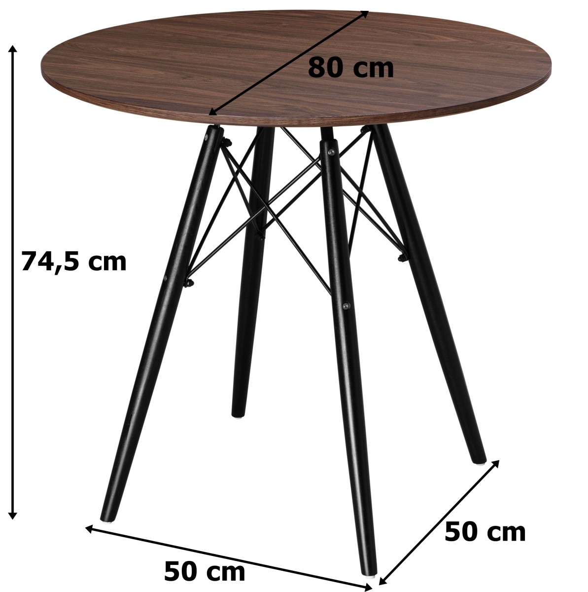 TZB Kulatý jídelní stůl Paris Black 80 cm jasan/černý - Obrázek 2