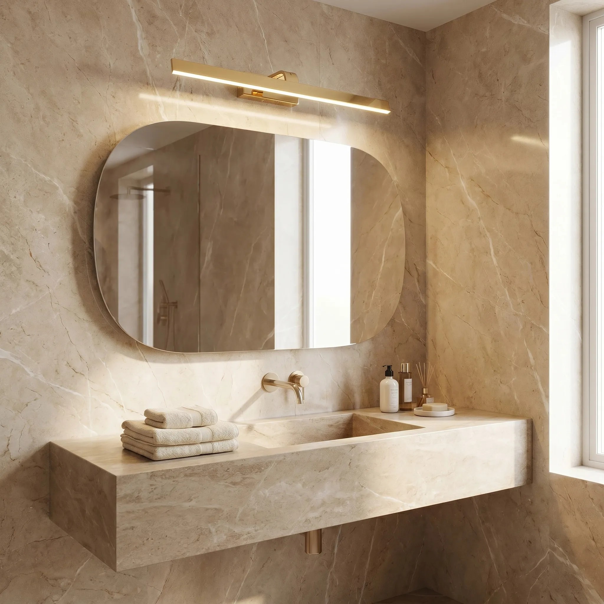 Toolight Koupelnové nástěnné LED osvětlení SWE006-1W 73cm zlatá - Obrázek 2