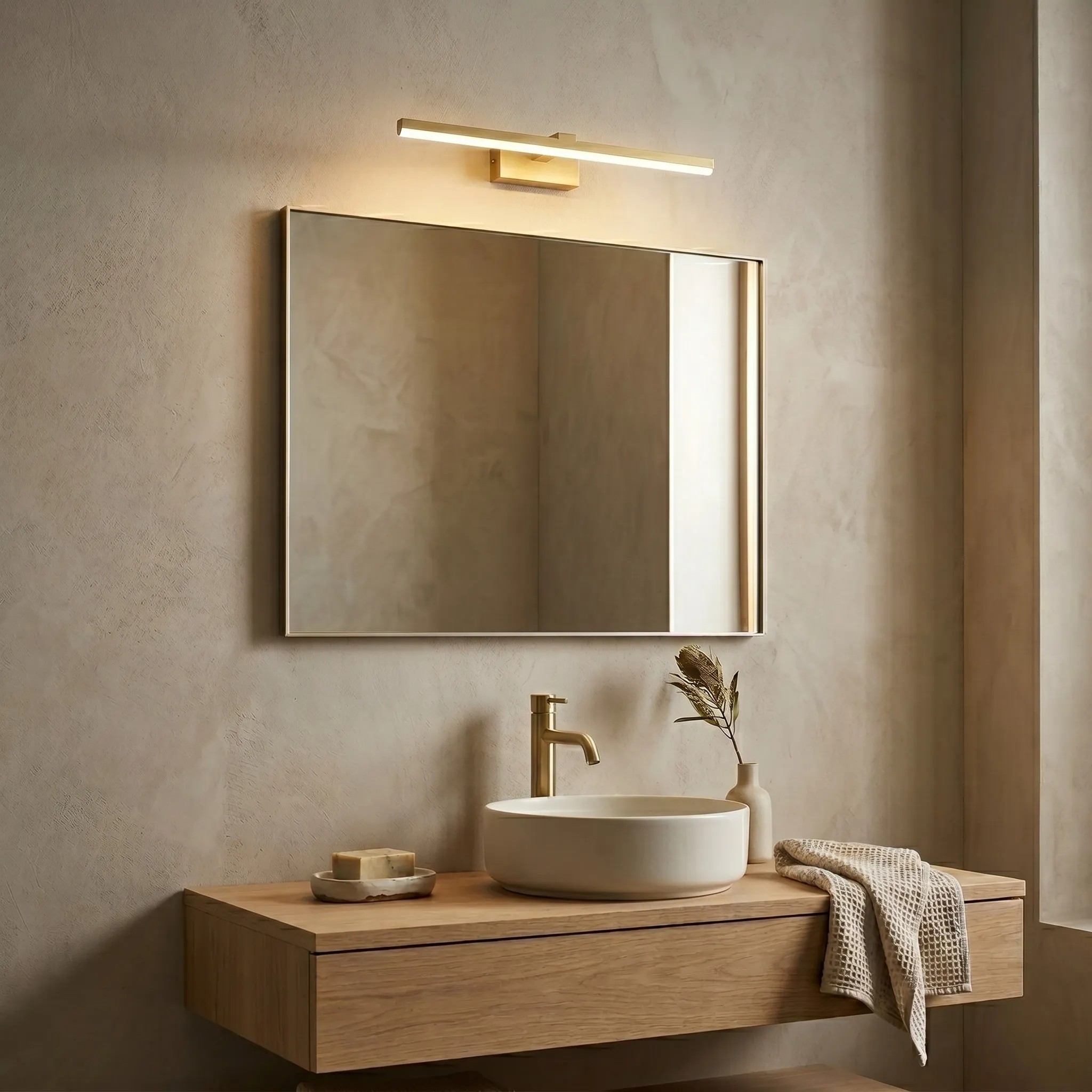 Toolight Koupelnové nástěnné LED osvětlení SWE008-1W 58cm kartáčovaná zlatá - Obrázek 2