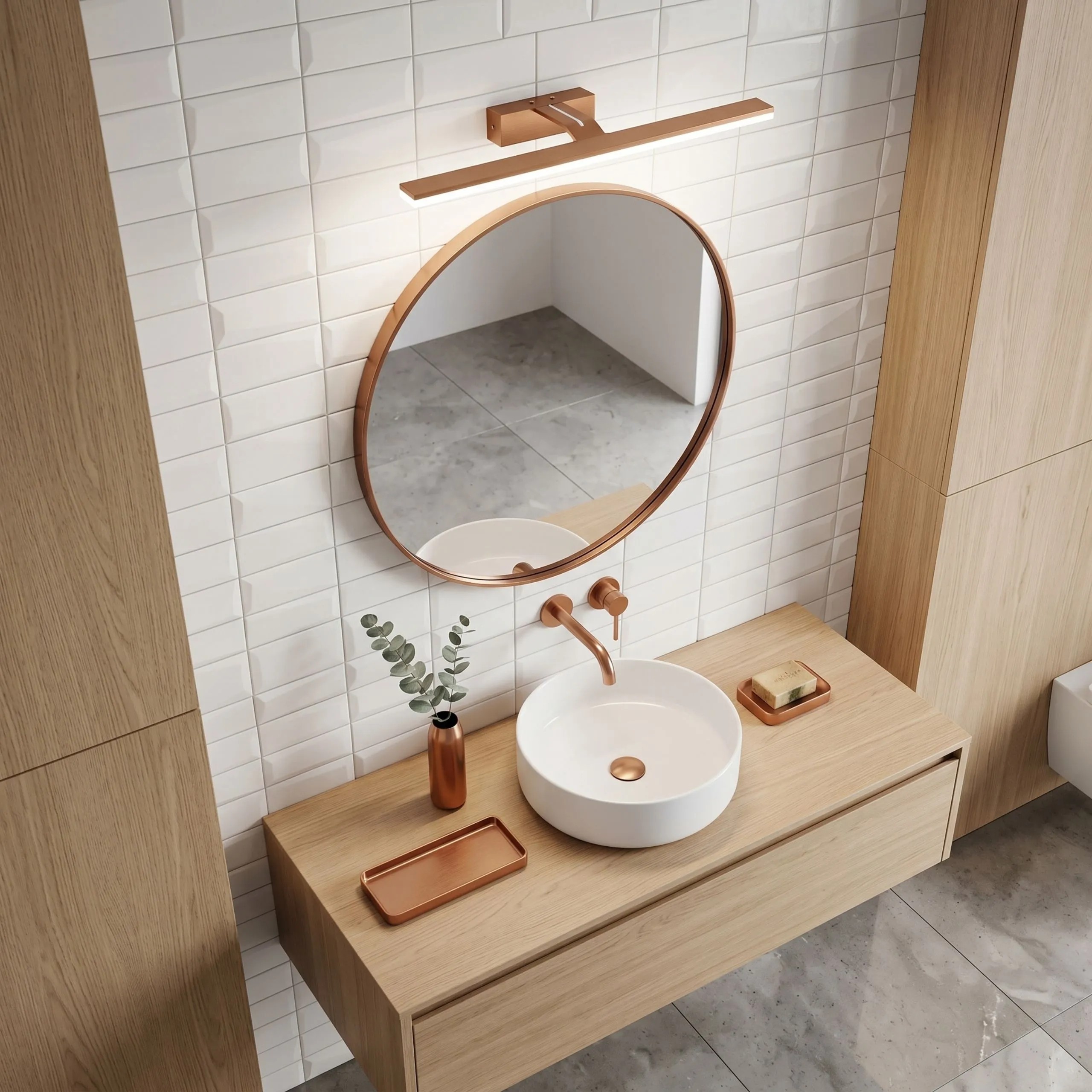 Toolight Koupelnové nástěnné LED osvětlení SWE013-1W 43cm kartáčovaná měď - Obrázek 2