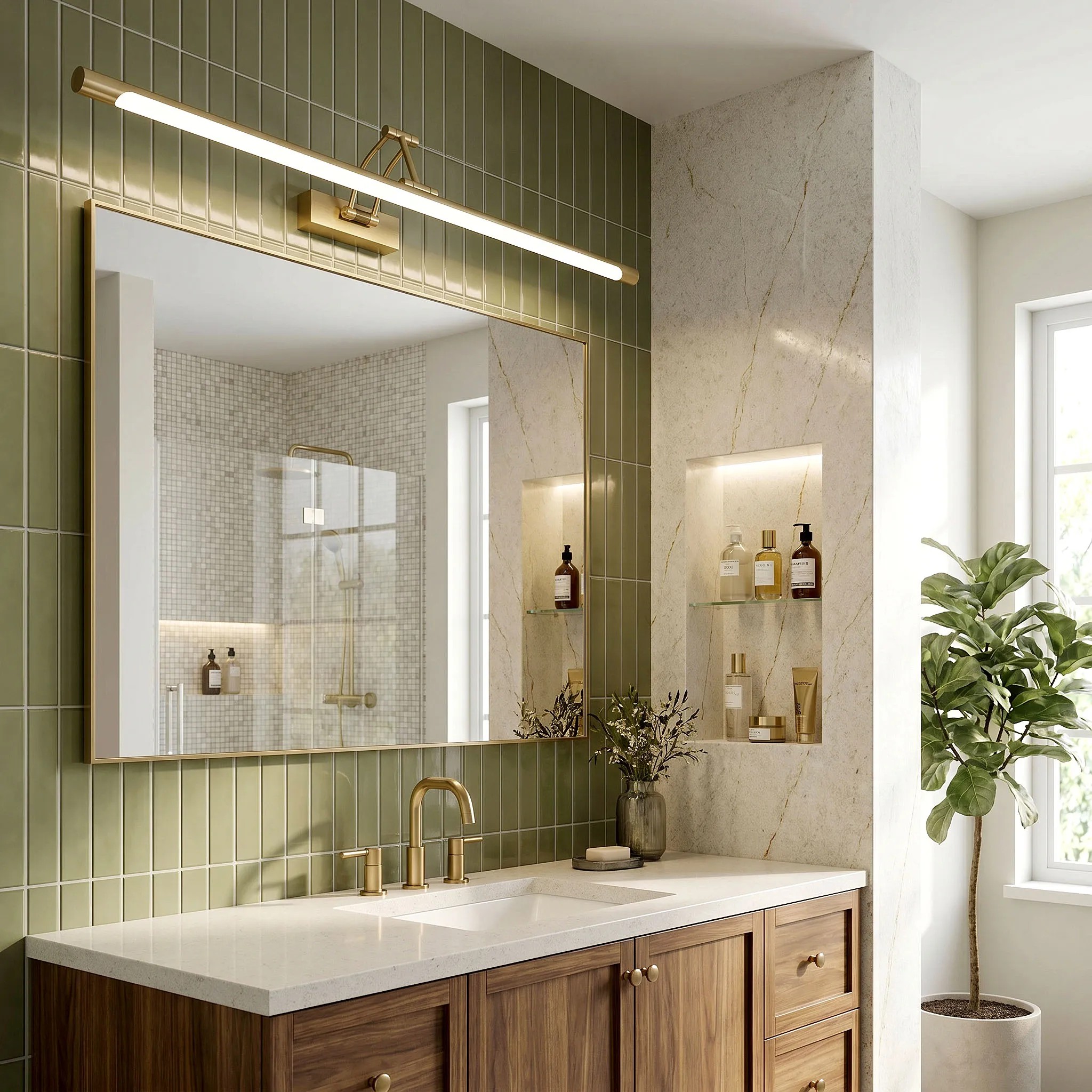 Toolight Koupelnové nástěnné LED osvětlení SWE024-1W 80cm kartáčovaná zlatá - Obrázek 2