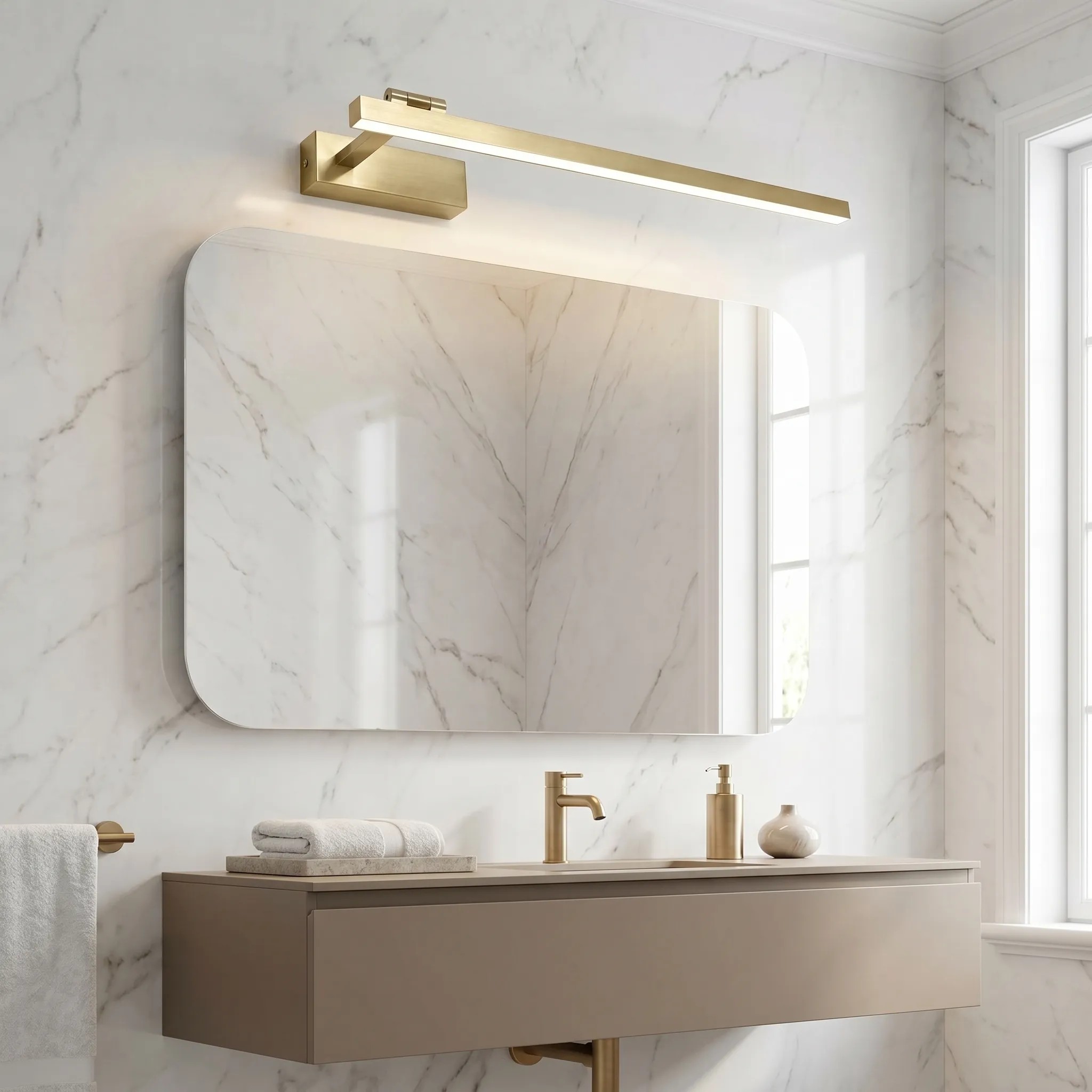 Toolight Koupelnové nástěnné LED osvětlení SWE032-1W 60cm kartáčovaná zlatá - Obrázek 2