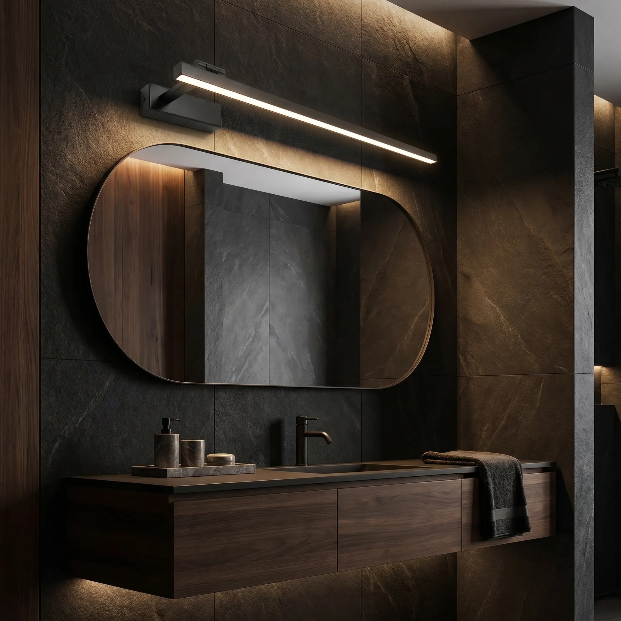 Toolight Koupelnové nástěnné LED osvětlení SWE036-1W 80cm černá - Obrázek 2