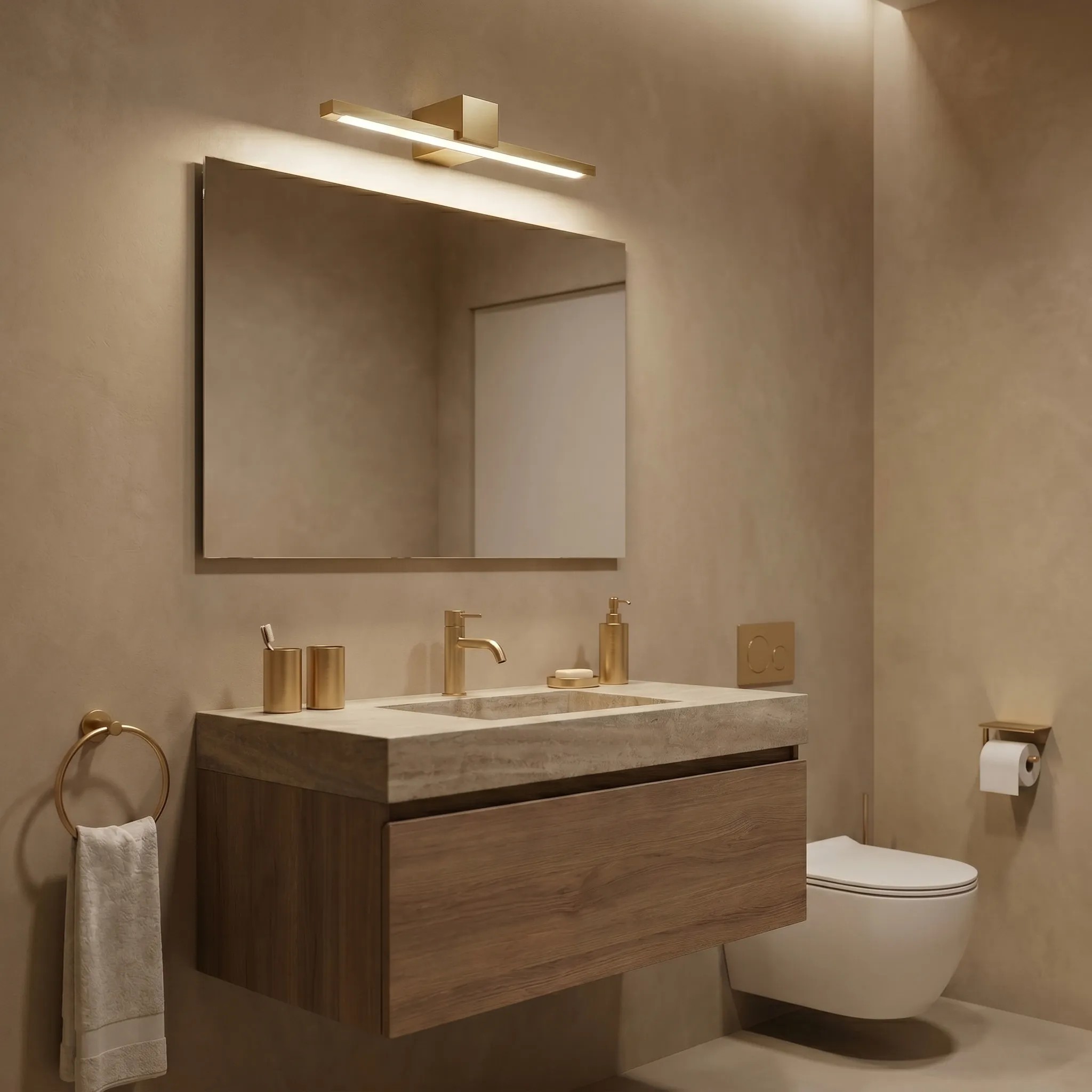Toolight Koupelnové nástěnné LED osvětlení SWE043-1W 40cm zlatá - Obrázek 2