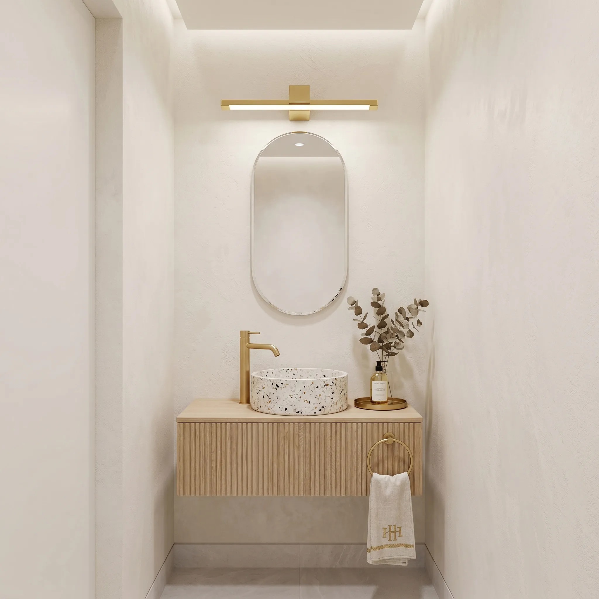 Toolight Koupelnové nástěnné LED osvětlení SWE044-1W 60cm zlatá - Obrázek 2