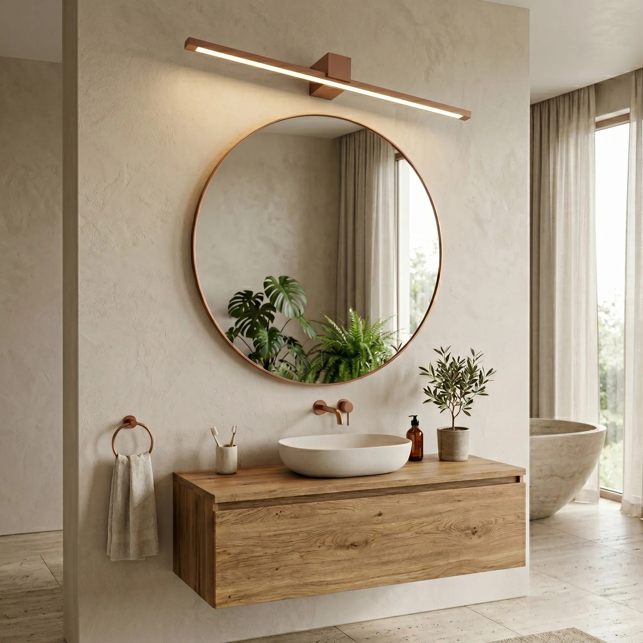 Toolight Koupelnové nástěnné LED osvětlení SWE054-1W 80 cm měď kartáčovaná - Obrázek 2