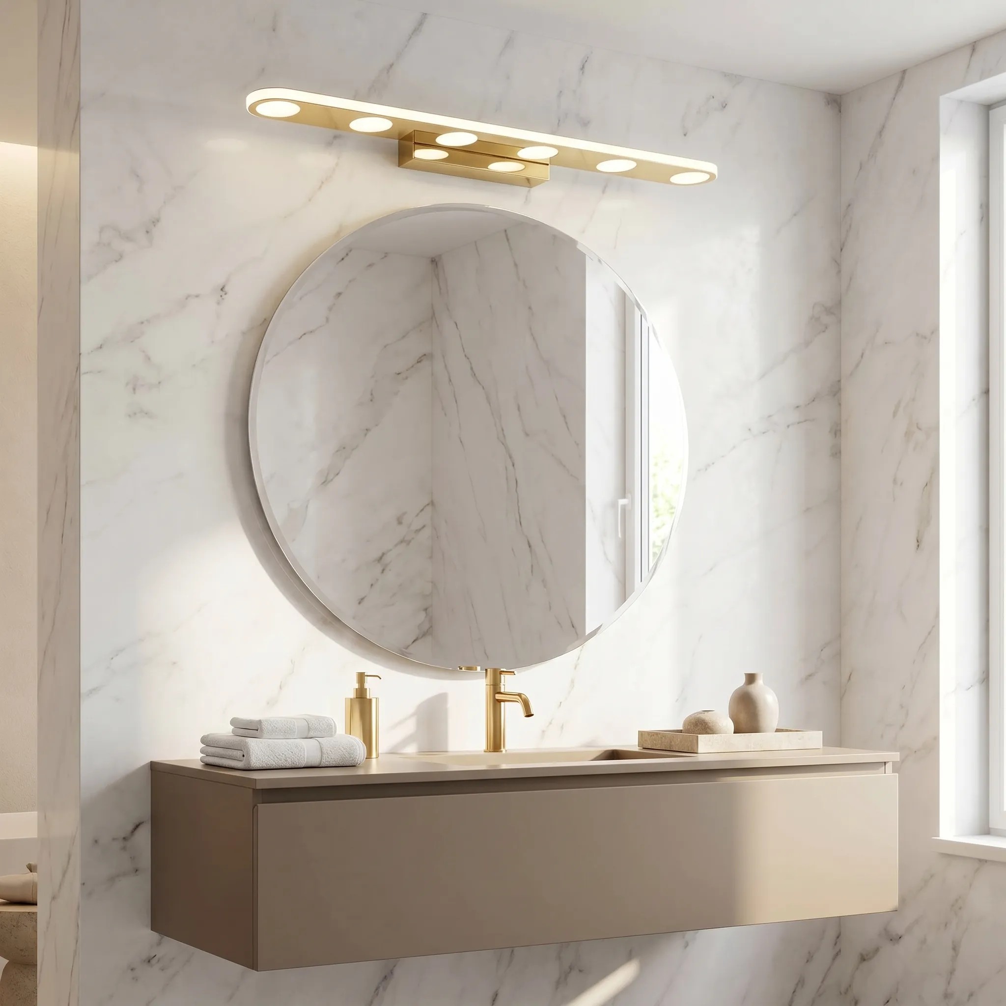 Toolight Koupelnové nástěnné LED osvětlení SWE057-W zlatá - Obrázek 2