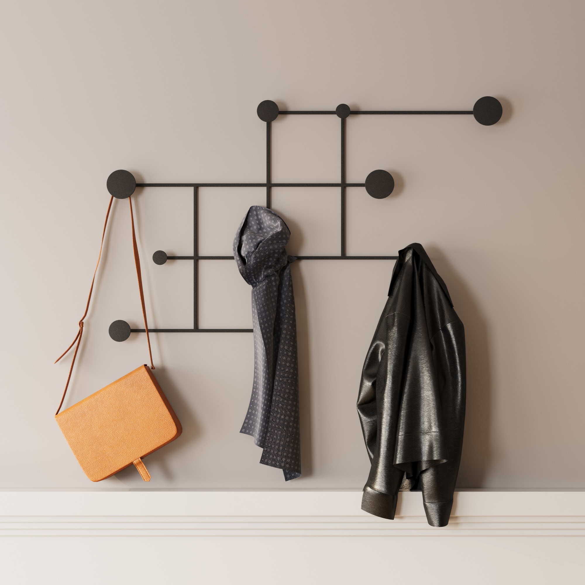 Wallity Nástěnný kovový věšák Fatara 112 cm černý - Obrázek 2