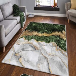 ASIR Koberec (180 x 280) HMNT780 zelený a zlatý mramor - Doprodej