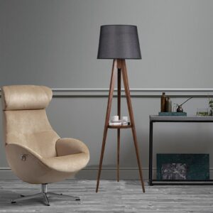 ASIR Stojací lampa LAMBADER černá ořech