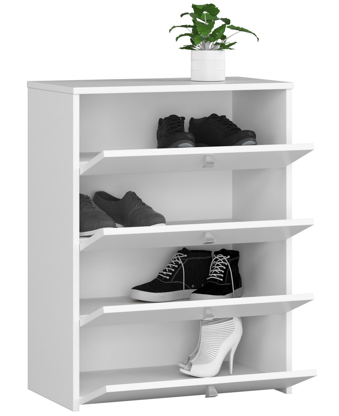 Ak furniture Botník Rubin 66 cm - 4 dvířka bílý - Obrázek 2