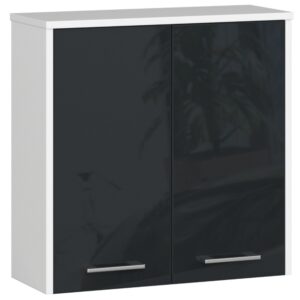 Ak furniture Závěsná koupelnová skříňka Fin 60 cm bílá/grafitová lesk
