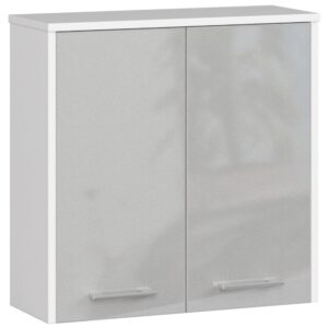 Ak furniture Závěsná koupelnová skříňka Fin 60 cm bílá/stříbrná lesk