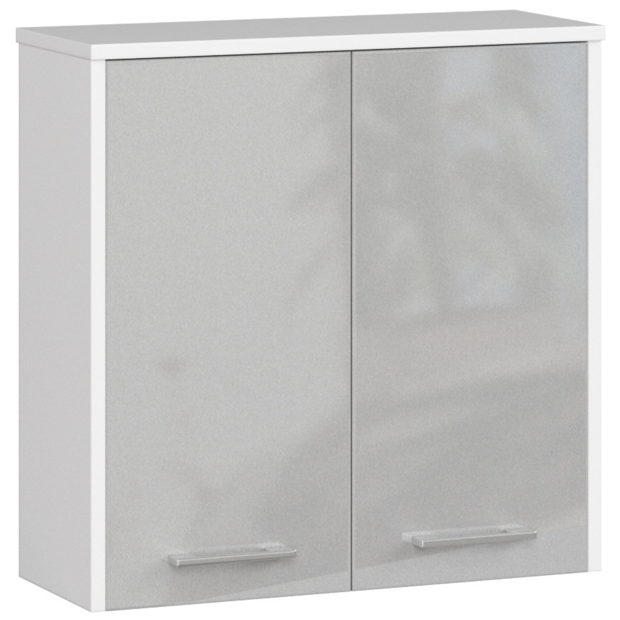 Ak furniture Závěsná koupelnová skříňka Fin 60 cm bílá/stříbrná lesk