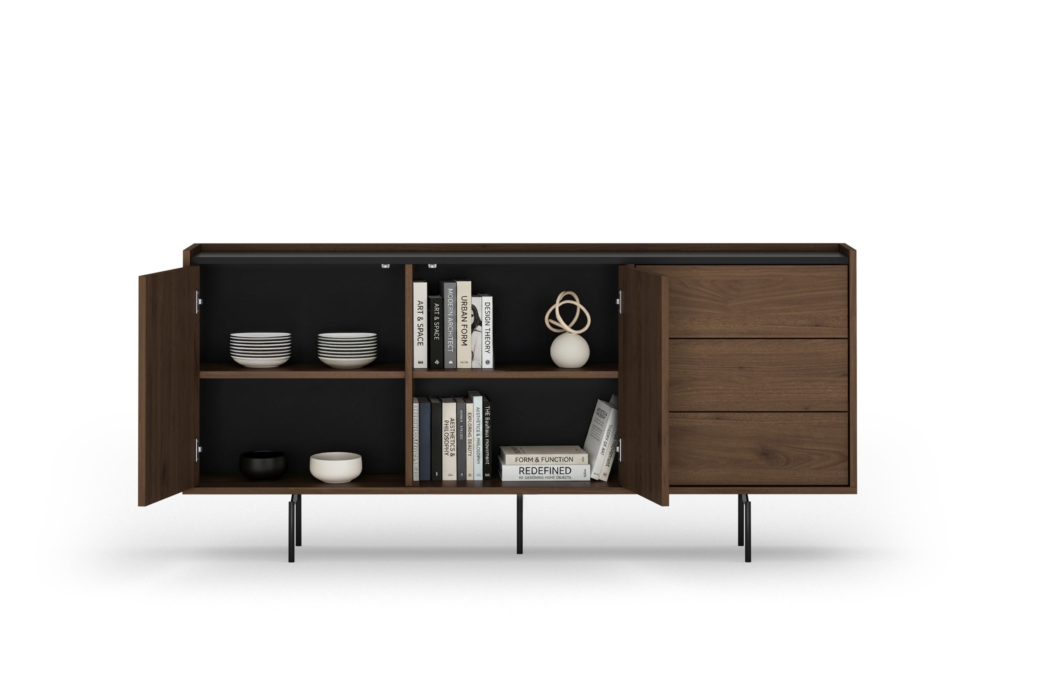 Bogart Elegantní komoda Zaner 170 cm s zásuvkami - ořech elegant / černá - Obrázek 2