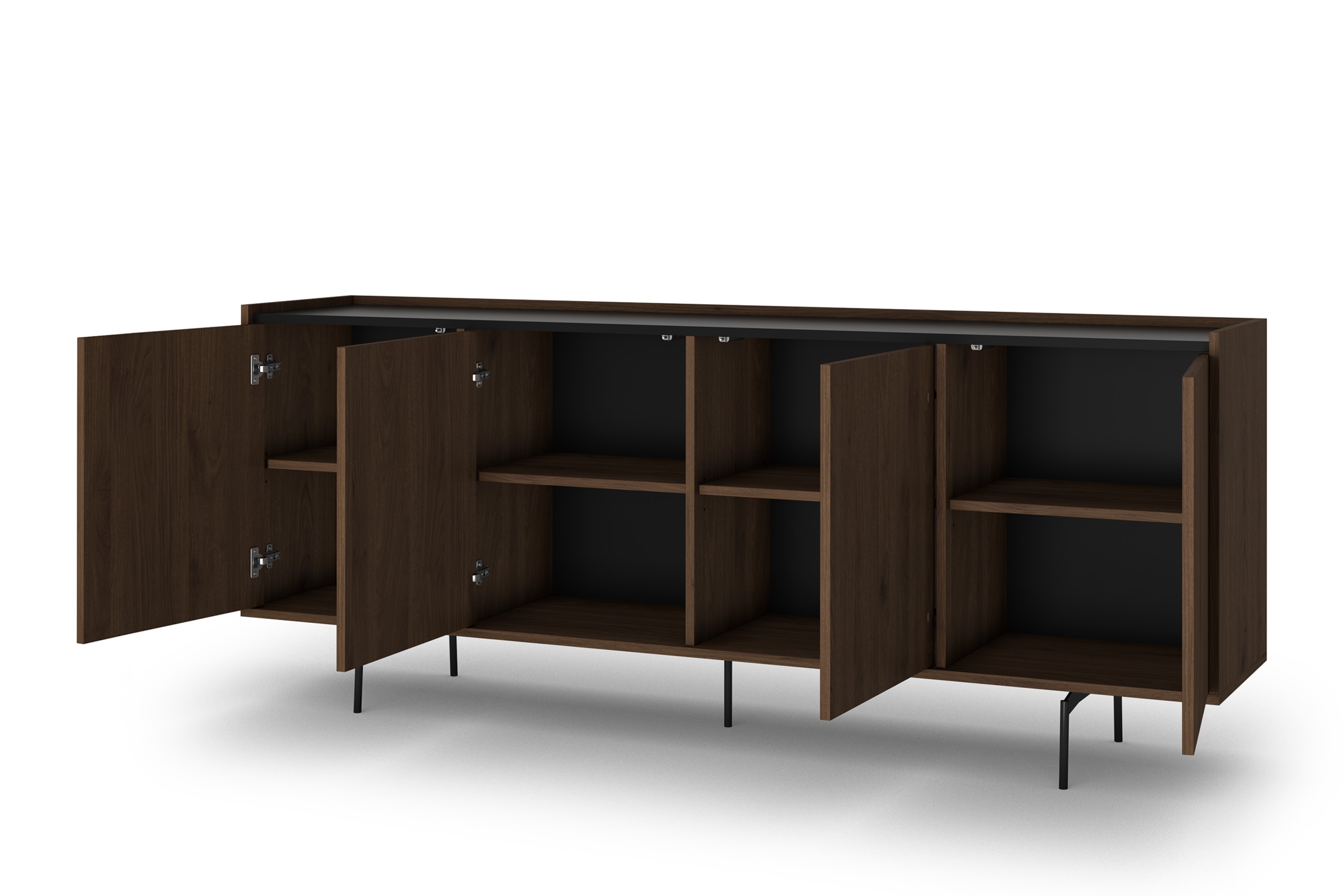Bogart Elegantní komoda Zaner 200 cm čtyřdveřová - ořech elegantní / černá - Obrázek 2