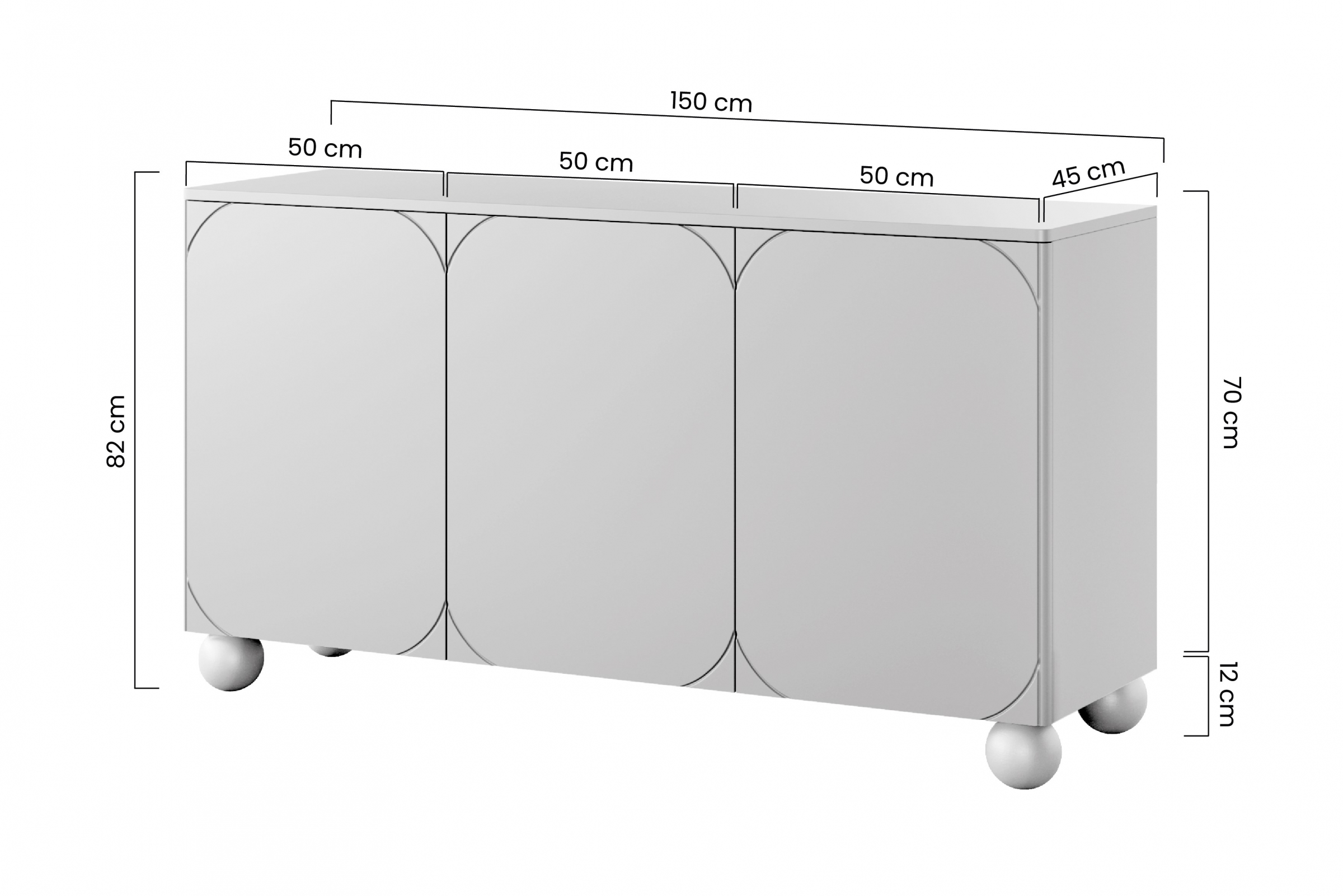 Bogart Komoda Sonita II 150 cm na kulovitých nožkách - olivová - Obrázek 2
